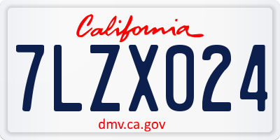 CA license plate 7LZX024