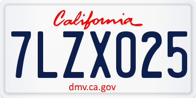CA license plate 7LZX025