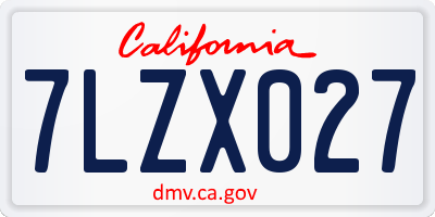 CA license plate 7LZX027