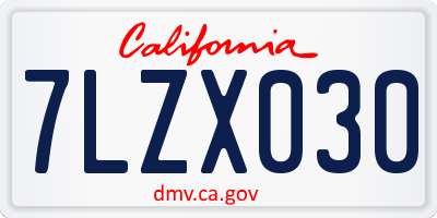 CA license plate 7LZX030