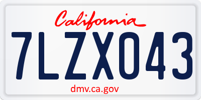 CA license plate 7LZX043