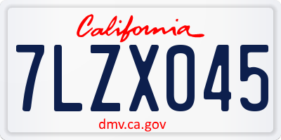 CA license plate 7LZX045