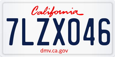 CA license plate 7LZX046