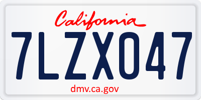 CA license plate 7LZX047
