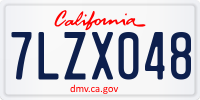 CA license plate 7LZX048