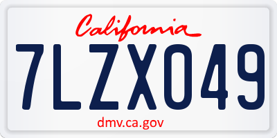CA license plate 7LZX049