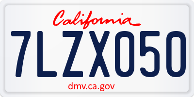 CA license plate 7LZX050