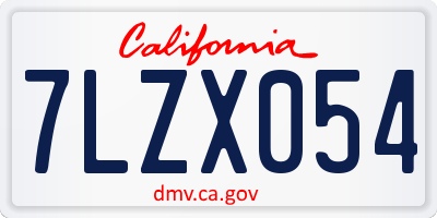 CA license plate 7LZX054