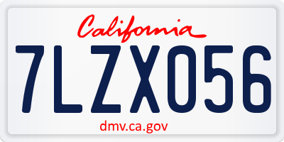 CA license plate 7LZX056