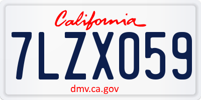 CA license plate 7LZX059