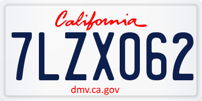 CA license plate 7LZX062