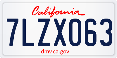 CA license plate 7LZX063