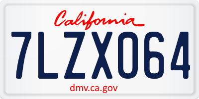 CA license plate 7LZX064