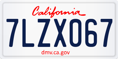 CA license plate 7LZX067