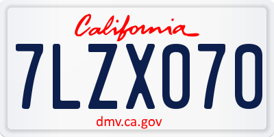 CA license plate 7LZX070