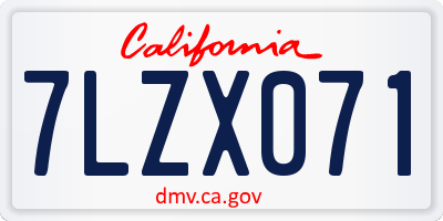 CA license plate 7LZX071