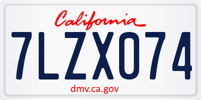 CA license plate 7LZX074