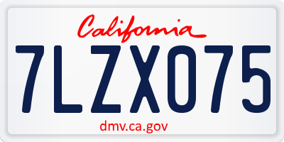 CA license plate 7LZX075