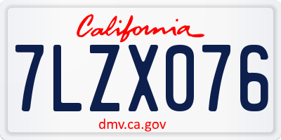 CA license plate 7LZX076