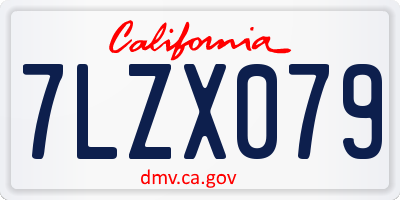 CA license plate 7LZX079