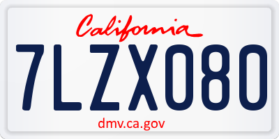 CA license plate 7LZX080