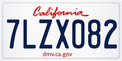 CA license plate 7LZX082