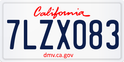 CA license plate 7LZX083