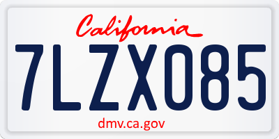 CA license plate 7LZX085