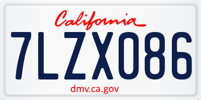 CA license plate 7LZX086