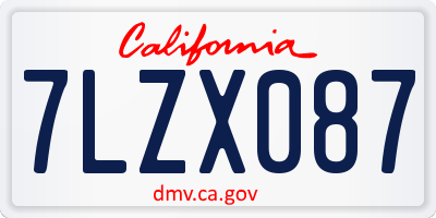 CA license plate 7LZX087