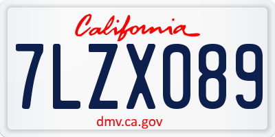 CA license plate 7LZX089