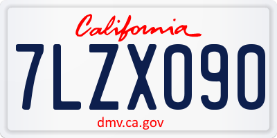 CA license plate 7LZX090