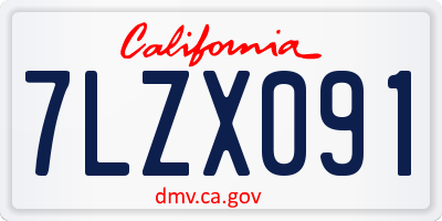 CA license plate 7LZX091