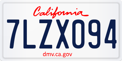 CA license plate 7LZX094