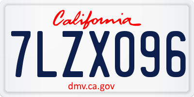 CA license plate 7LZX096