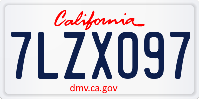 CA license plate 7LZX097
