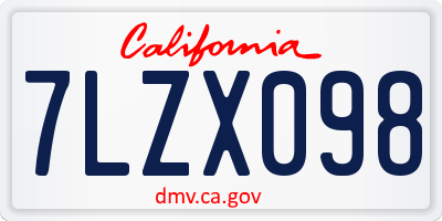 CA license plate 7LZX098