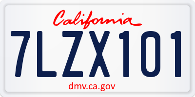 CA license plate 7LZX101