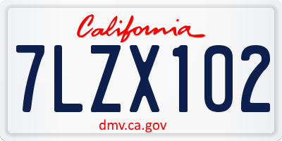 CA license plate 7LZX102