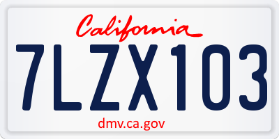 CA license plate 7LZX103