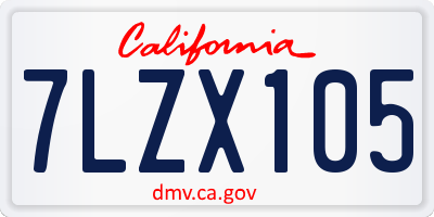 CA license plate 7LZX105
