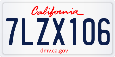CA license plate 7LZX106