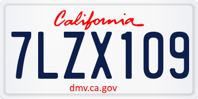 CA license plate 7LZX109