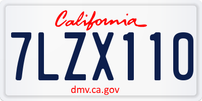 CA license plate 7LZX110