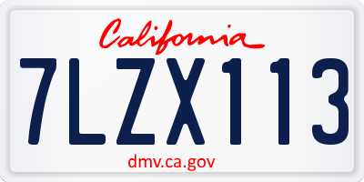 CA license plate 7LZX113