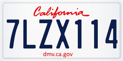 CA license plate 7LZX114