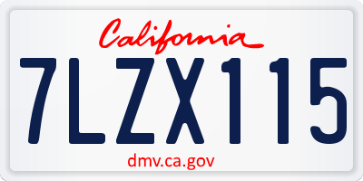 CA license plate 7LZX115