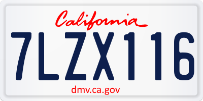 CA license plate 7LZX116