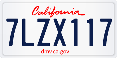 CA license plate 7LZX117