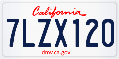 CA license plate 7LZX120